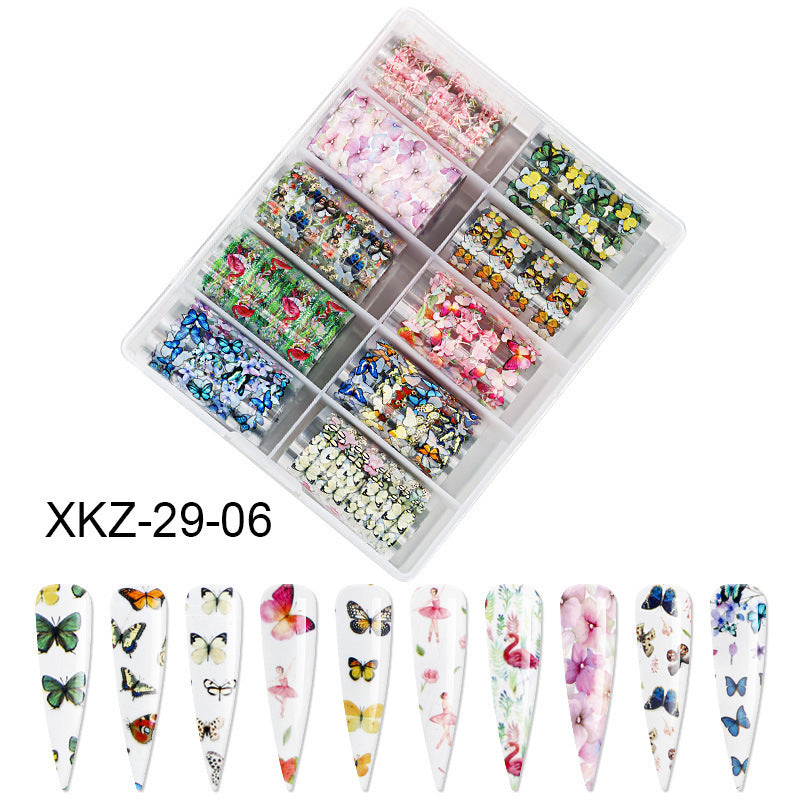 European & American Style Nail Transfer Paper | Laser Star & Butterfly Foil Decals