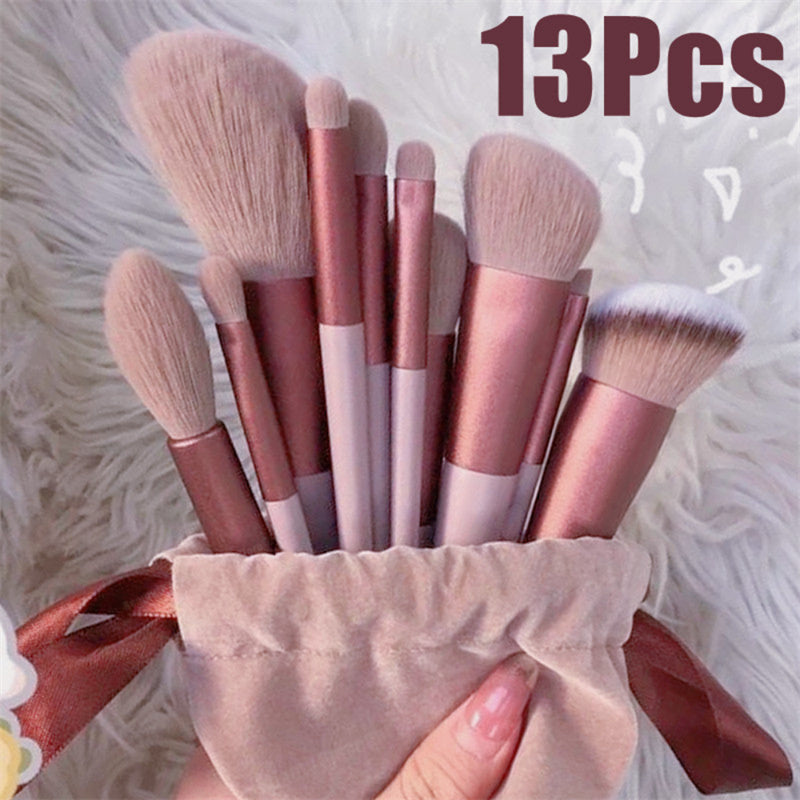 Deluxe 13Pcs Makeup Brush Kit | Powder, Blush, Concealer & Eye Shadow Beauty Tools