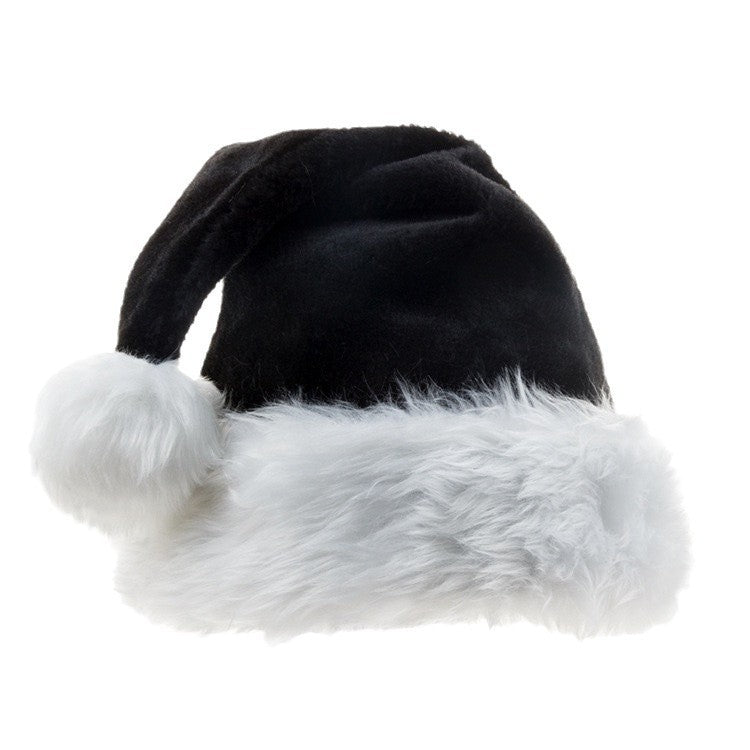 Halloween & Christmas Black Plush Santa Hat
