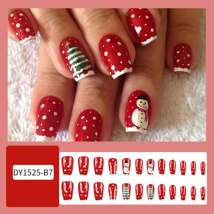 Festive Christmas False Nails | 24 Pcs Snowflake & Striped Press-Ons for Parties