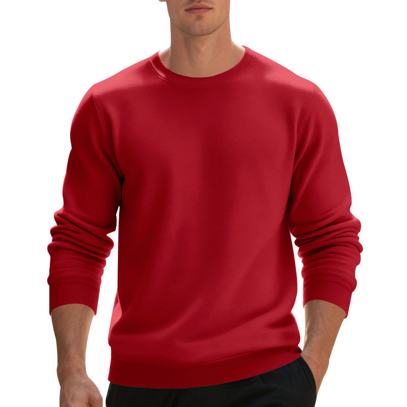 Men's Fleece-Lined Crew Neck Sweater | Loose Fit Casual Warm Top