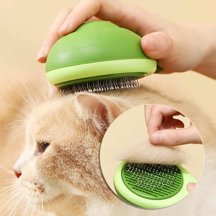 Cute Avocado Cat Brush | Self-Cleaning Stainless Steel Pet Hair Removal Tool