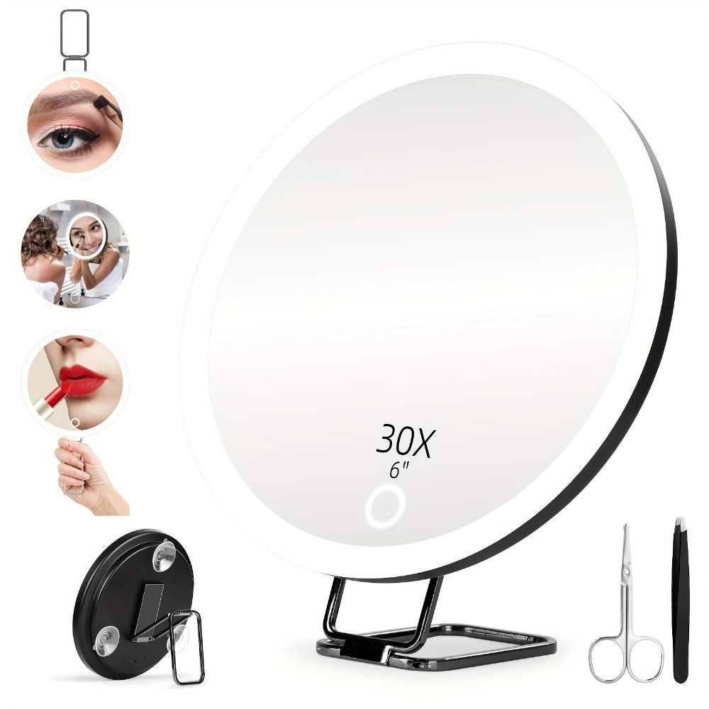 Portable Charging LED Makeup Mirror | Dimmable Fill Light with Rotatable Stand