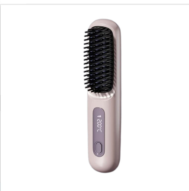 Travel 2-in-1 Hair Styling Tool | Wireless Straightener Brush & Hot Curler Comb