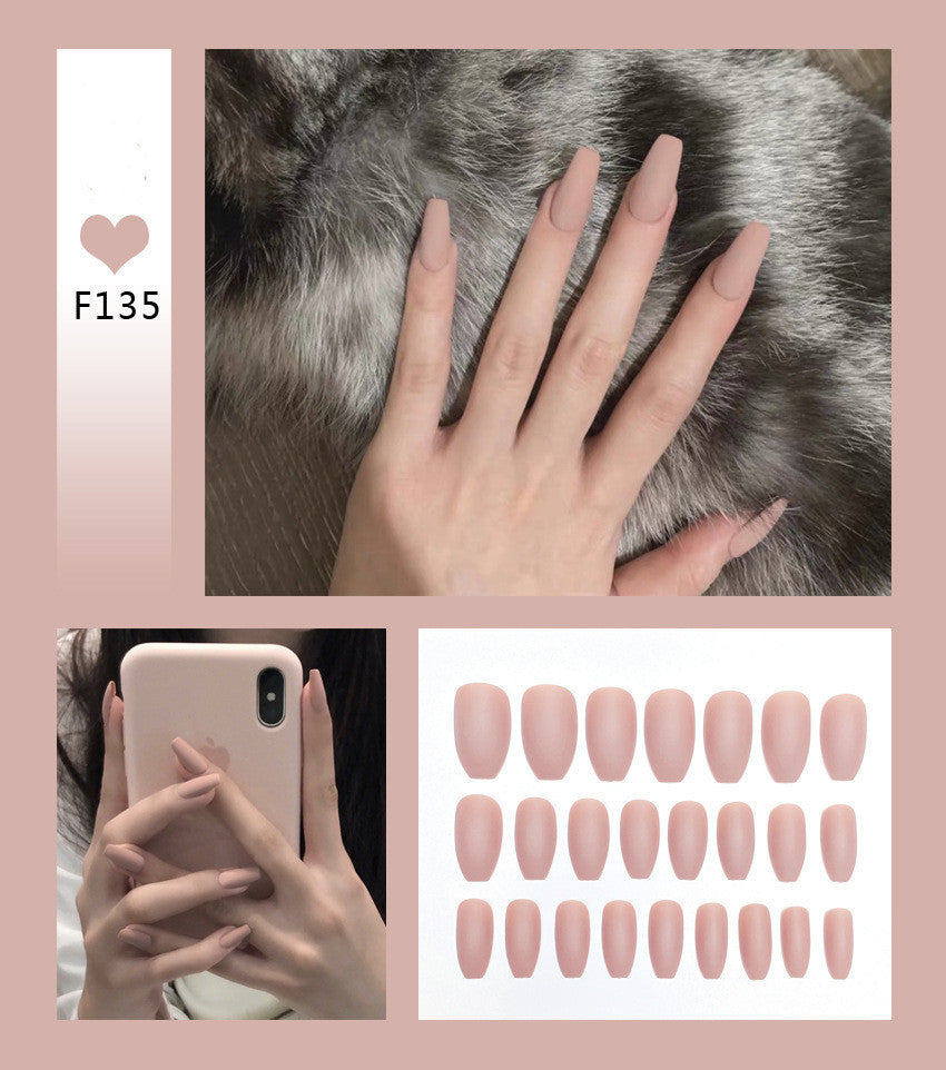 Velvet Scrub Texture Ballet Coffin False Nails | Full Cover Matte Manicure