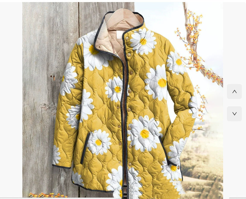 Fashion Cotton-Padded Floral Print Coat