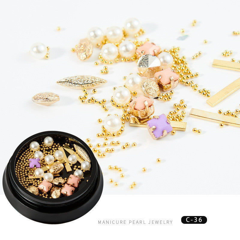 Trendy Copper Round Rivets & Sequins | Xingyue Star Moon Nail Drill Ornaments Set