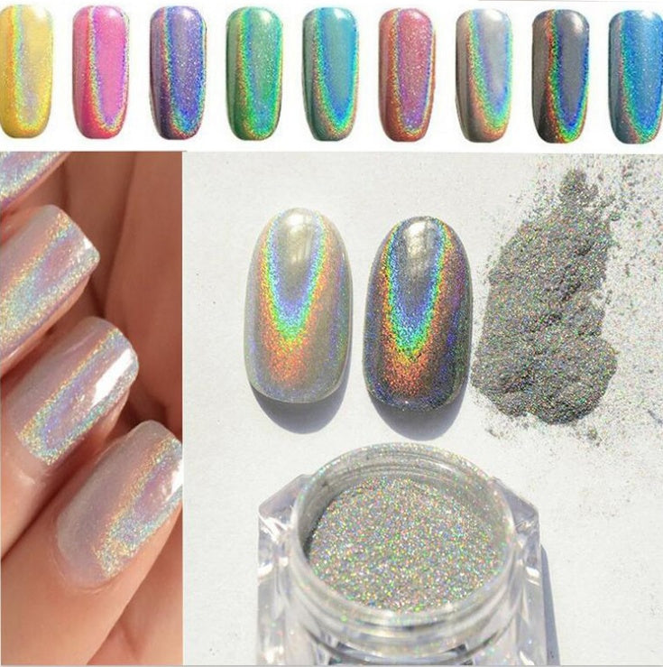 Vibrant Rainbow Chrome Powder | Laser Effect Nail Art Glitter Pigment