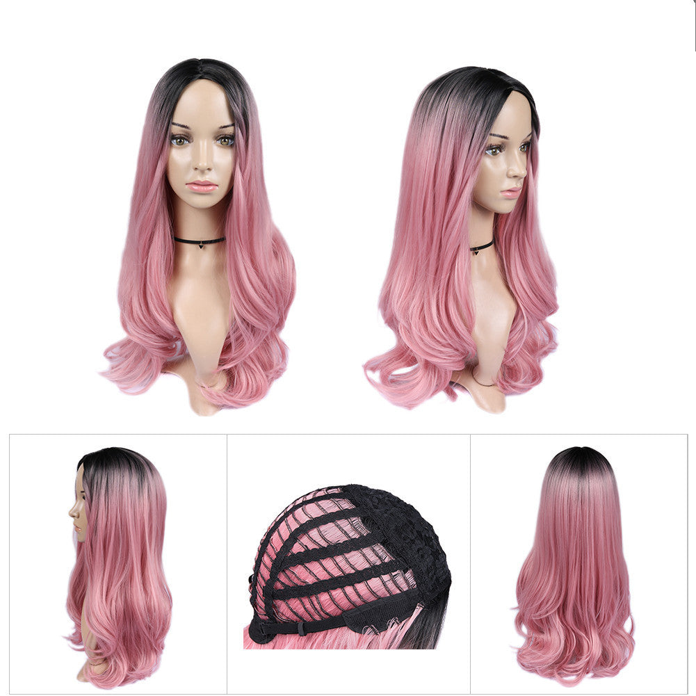 Women's Long Curly Ombré Wig | Dark Root to Platinum Blonde Hairstyle