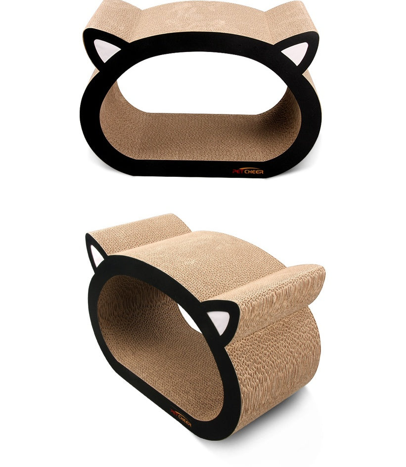Adorable Cat Head Scratcher | Durable Corrugated Cardboard Pet Toy