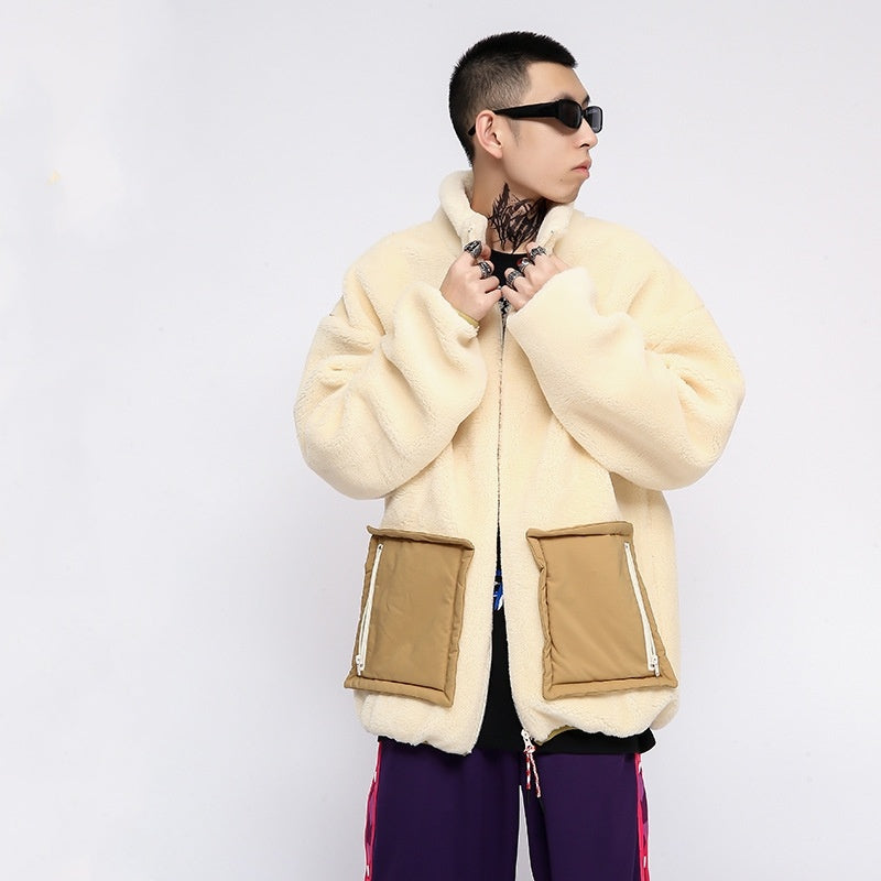 Men's Autumn/Winter Lamb Wool Coat | Assorted Colors Large Pocket Outerwear