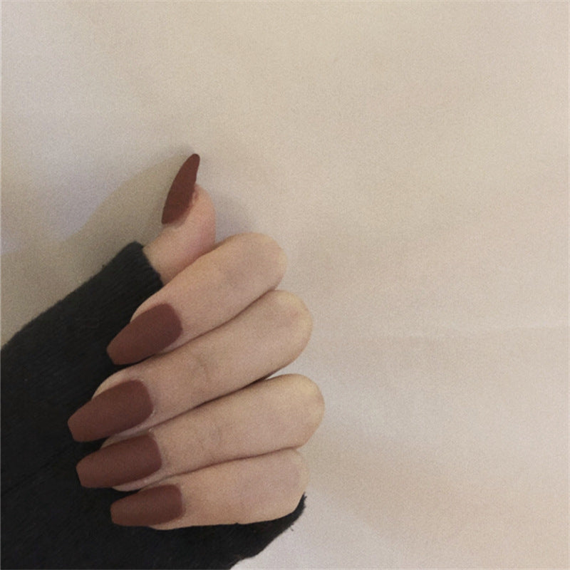 Matte Finish Long Trapezoid False Nails | Frosted Ballet Coffin Press-On Set
