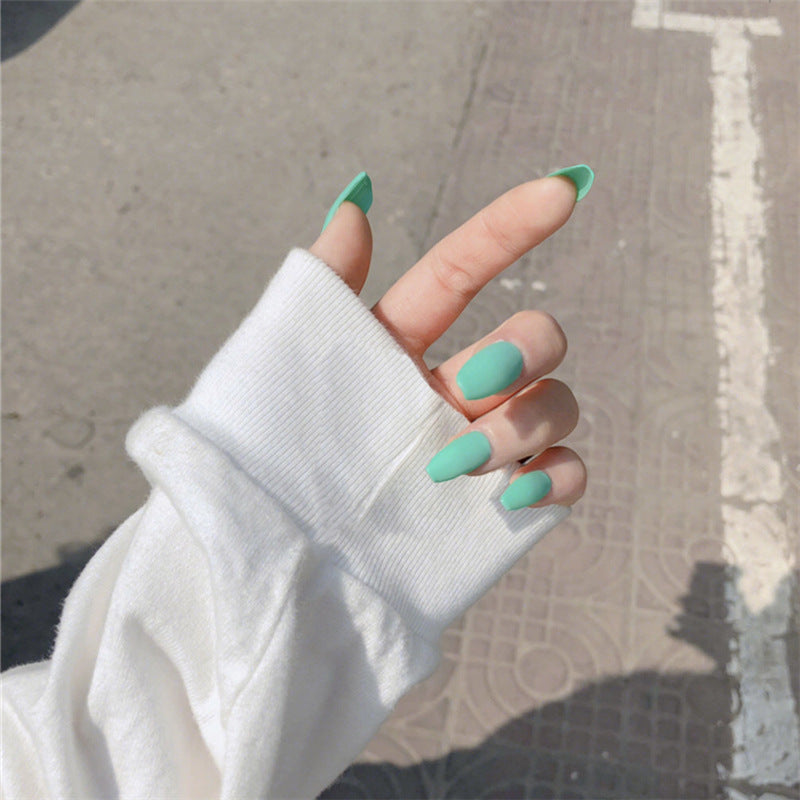 Matte Finish Long Trapezoid False Nails | Frosted Ballet Coffin Press-On Set