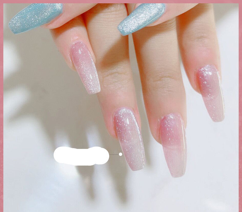 Milk Tea Crystal Stone Cat Eye Gel Nail Polish | Trendy Semi-Transparent Finish