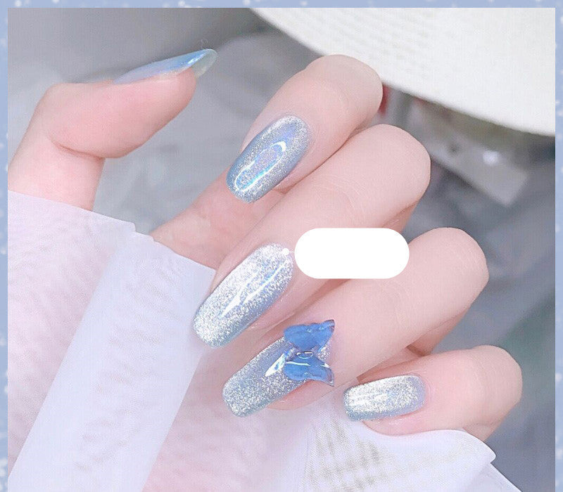 Milk Tea Crystal Stone Cat Eye Gel Nail Polish | Trendy Semi-Transparent Finish