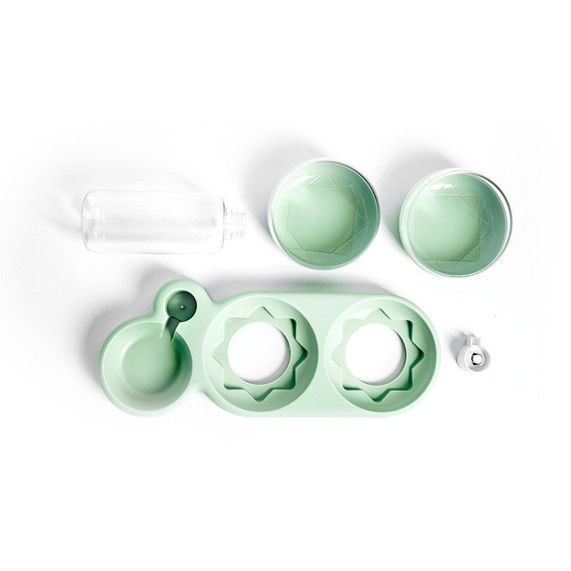 Raised Pet Cat & Dog Food Bowl with Water Dispenser | Double Drinking Fountain Feeder Stand