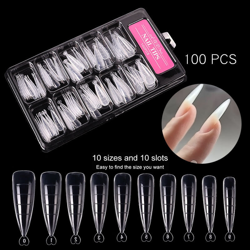 Seamless Non-Marking Full Cover Nail Tips | 100pc Box with Scale