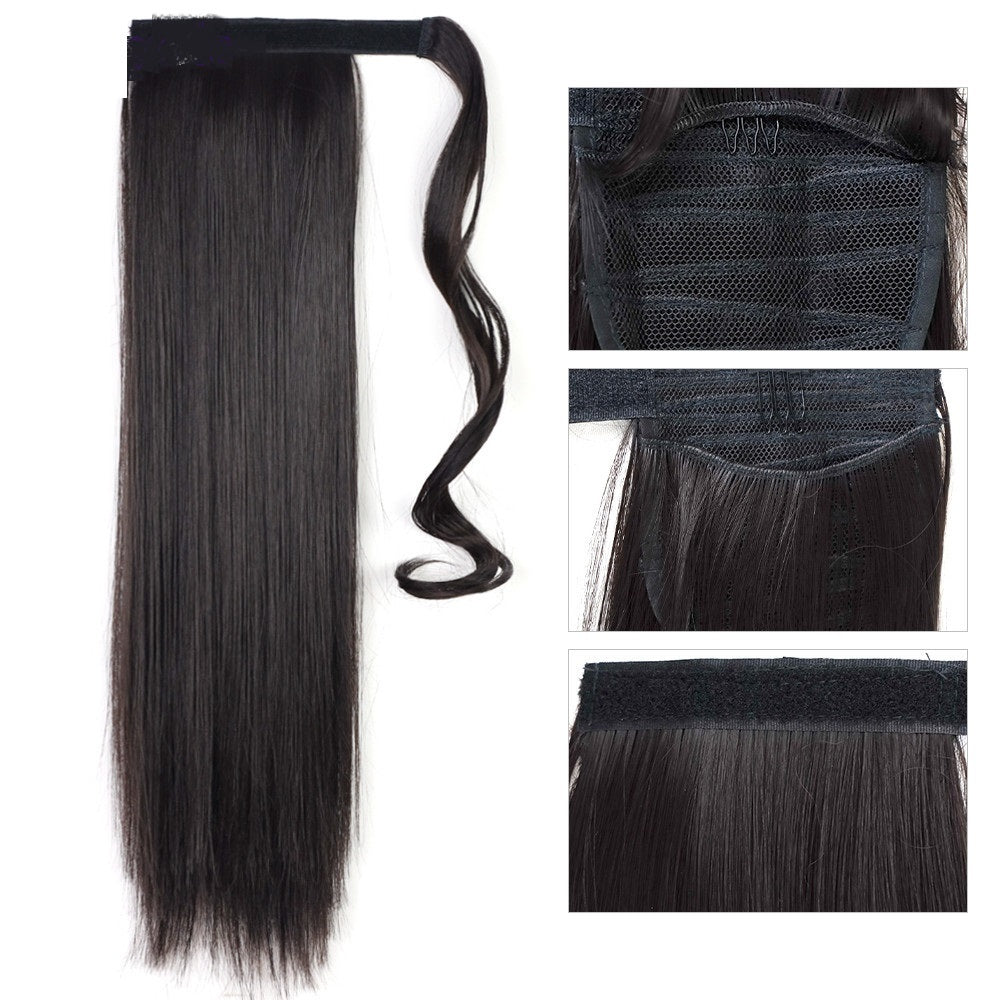 Straight Fake Hair Ponytail | Heat Resistant Synthetic Wrap Around Tail