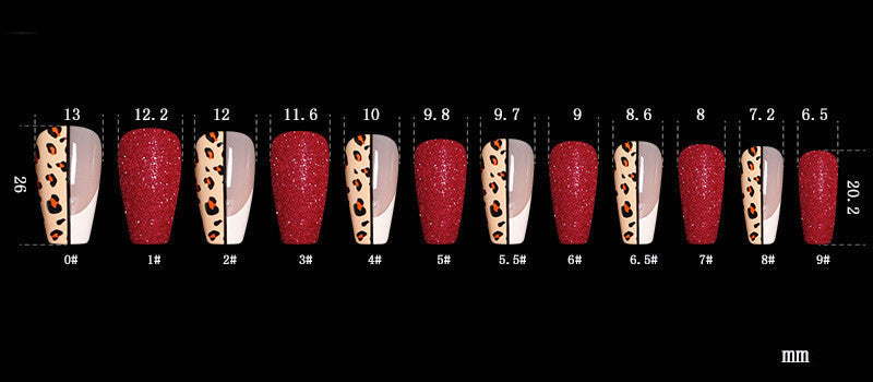 Red Leopard Print Ballet Coffin False Nails | Long Press-On Nail Tips