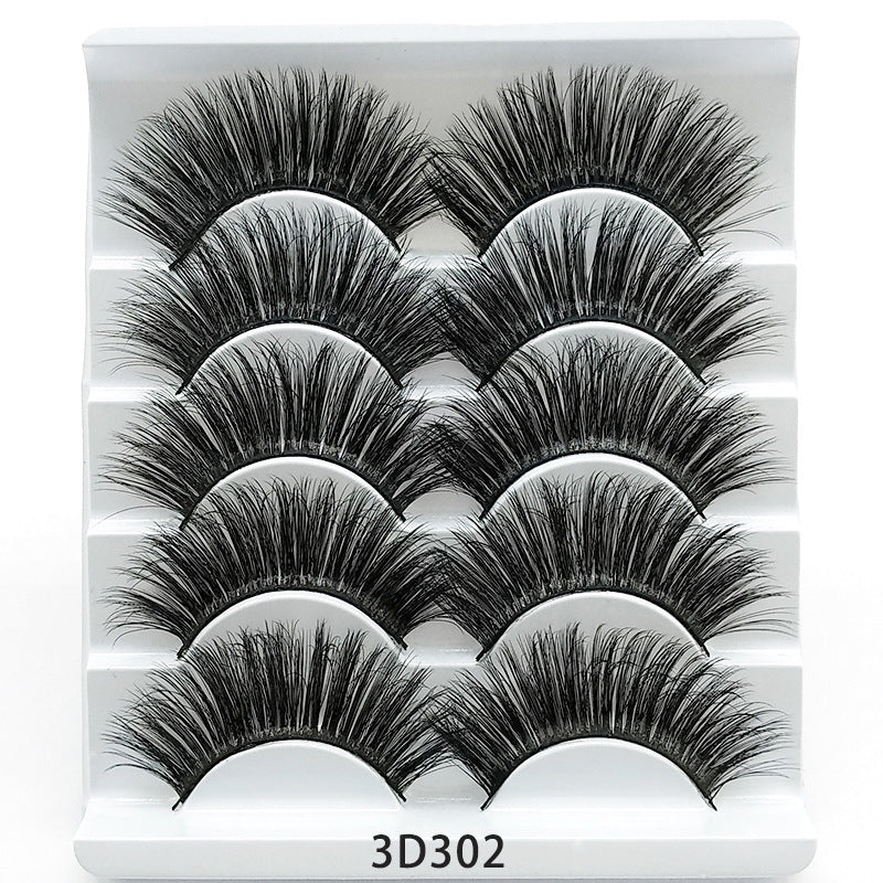 Voluminous 3D Mink Effect False Lashes | Five Pairs Soft Cotton Band Eyelashes