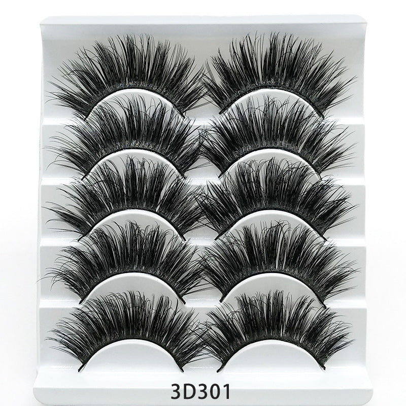 Voluminous 3D Mink Effect False Lashes | Five Pairs Soft Cotton Band Eyelashes