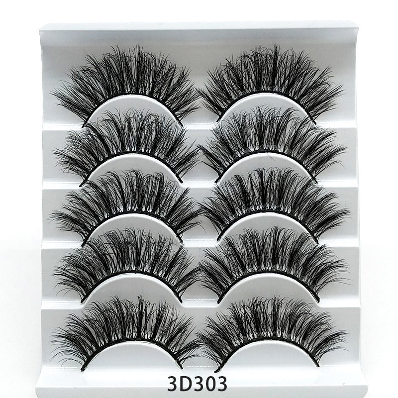 Voluminous 3D Mink Effect False Lashes | Five Pairs Soft Cotton Band Eyelashes