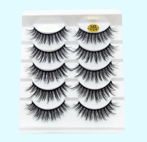 Voluminous 3D Mink Effect False Lashes | Five Pairs Soft Cotton Band Eyelashes