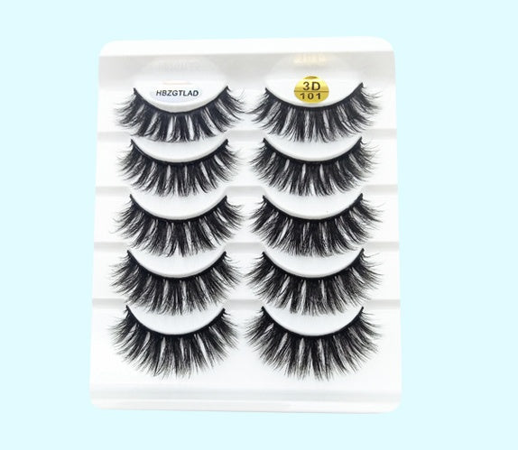 Voluminous 3D Mink Effect False Lashes | Five Pairs Soft Cotton Band Eyelashes