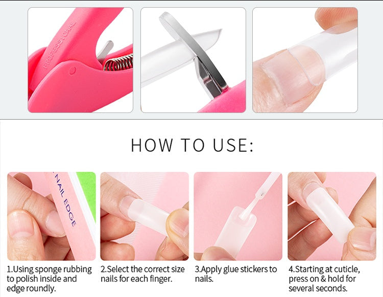 Natural 500 Count French Style Press-On Nails | Full Set Nail Art Tips