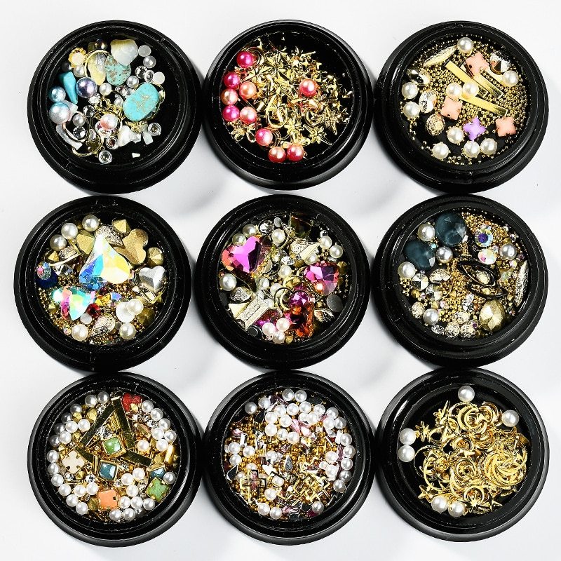 Trendy Copper Round Rivets & Sequins | Xingyue Star Moon Nail Drill Ornaments Set