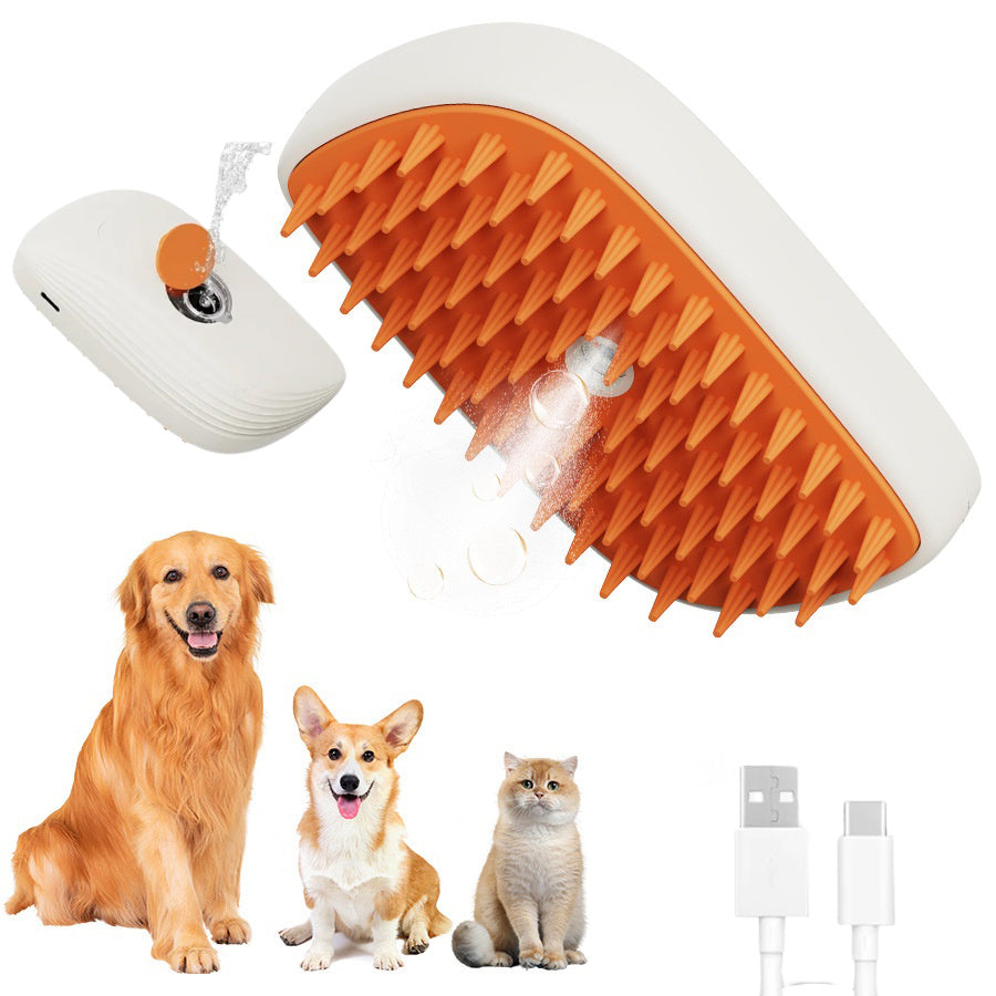 Electric Pet Steam Comb | USB Rechargeable Spray Massage & Hair Removal Tool