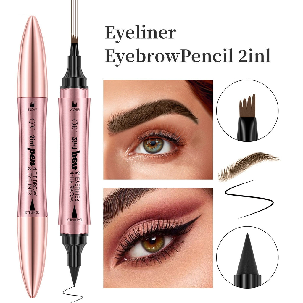 Four-Fork Tip Eyebrow Liner | 2-in-1 Dual-Purpose Liquid Brow and Eyeliner Pen