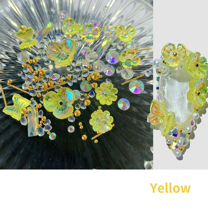 Elegant Flower Butterfly Nail Charms | Rhinestone & Glitter Nail Art Set