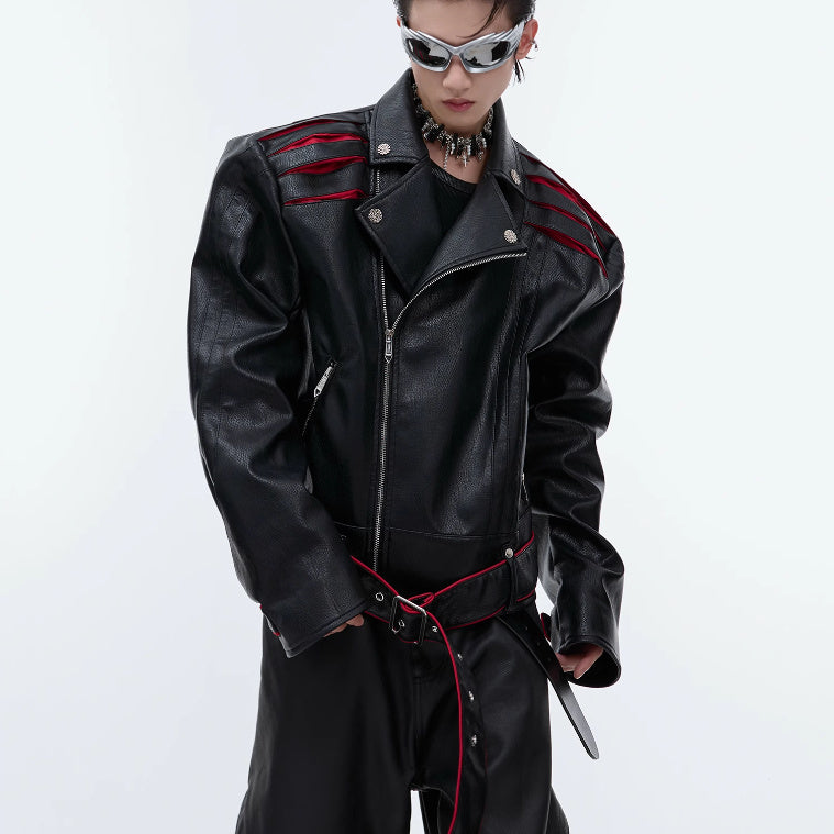 Niche Design Short Leather Jacket | Deconstruction & Pleated Detail Top