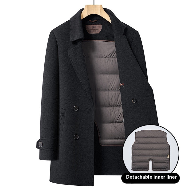 Premium Men's Wool Blend Topcoat | Mid-Length Double-Sided Suit Collar