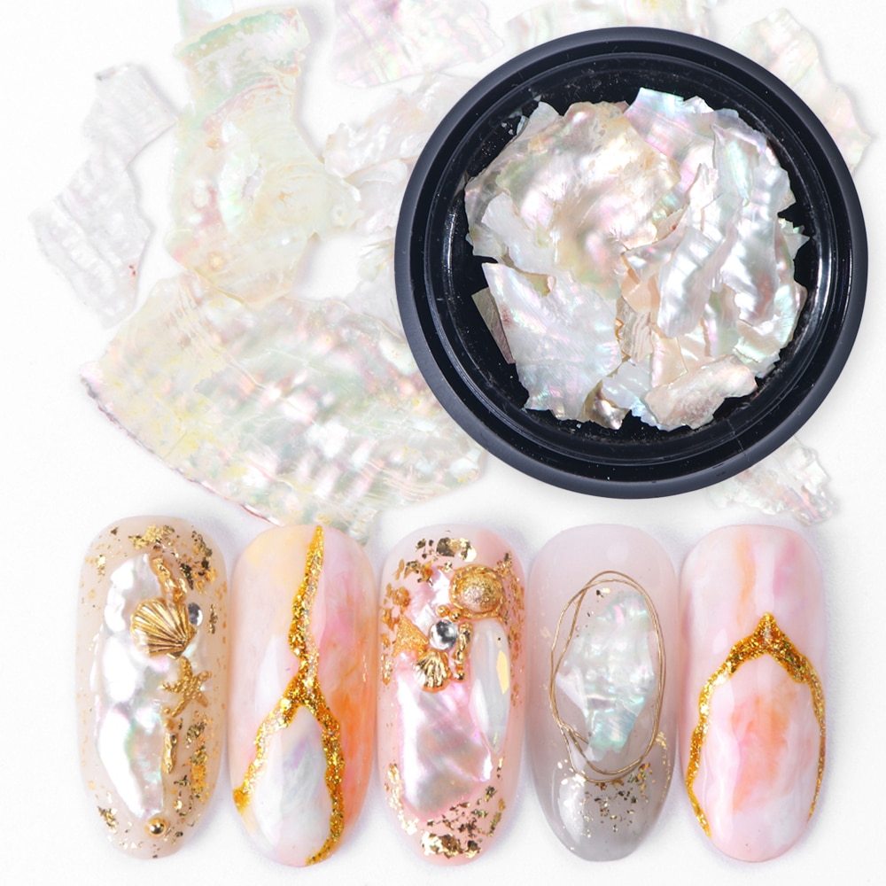 Natural Nail Shell Flakes | Iridescent Abalone Nail Art Decoration