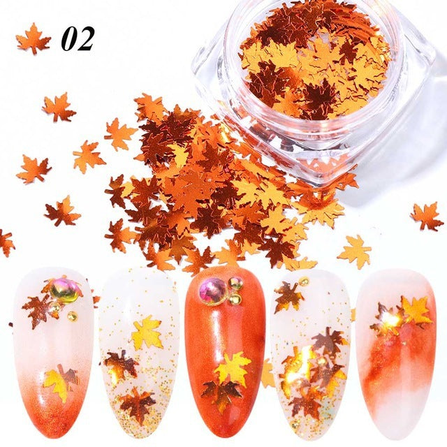 Gradient Maple Leaf Nail Sequins | Autumn/Fall Nail Art Flakes Decoration