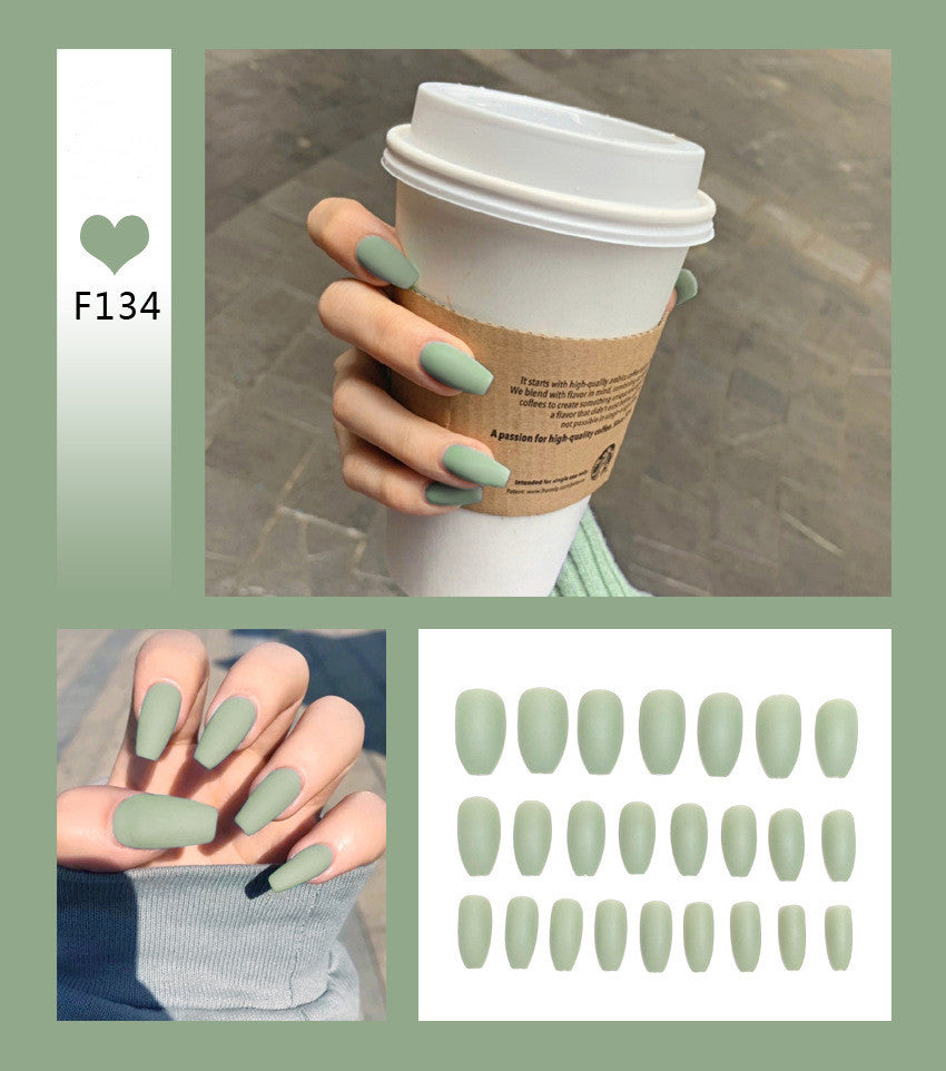 Velvet Scrub Texture Ballet Coffin False Nails | Full Cover Matte Manicure