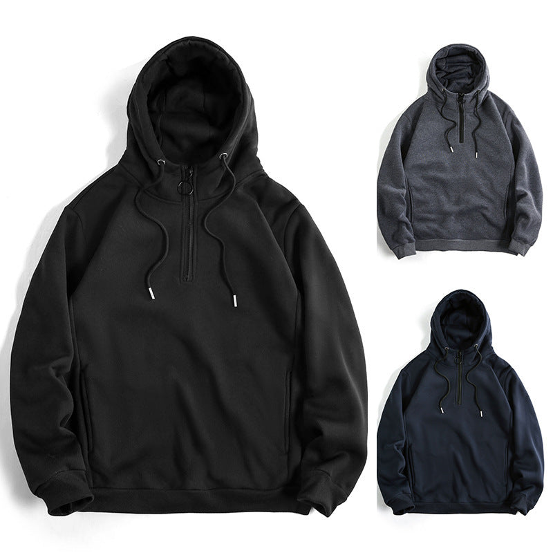 Basic Men's Loose Casual Pullover | Solid Color Soft Hoodie