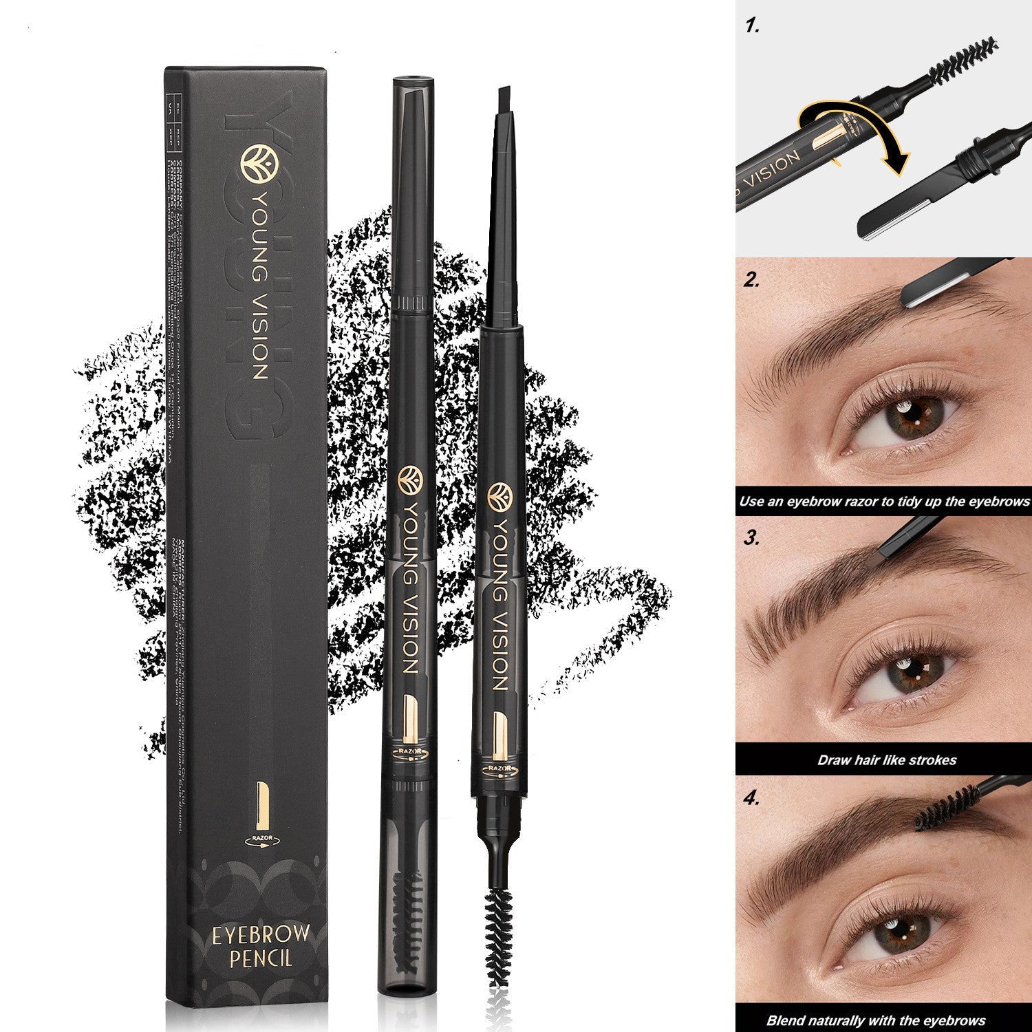 Multifunctional 3-in-1 Waterproof Eyebrow Pen | Smear-Proof Brow Pencil