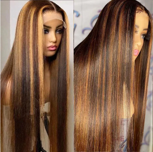 Vibrant Color Medium Straight Wig | Shoulder-Length Full Wig for Ladies