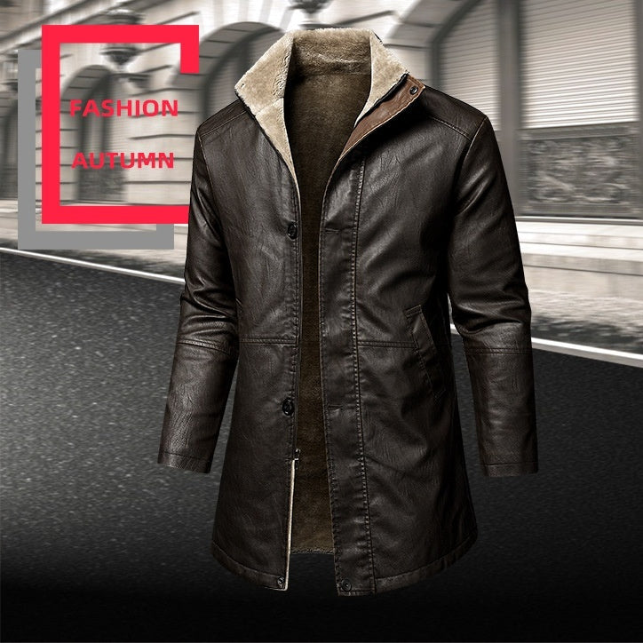 Men's Large Size PU Leather Coat | Extended Fit Casual Outerwear