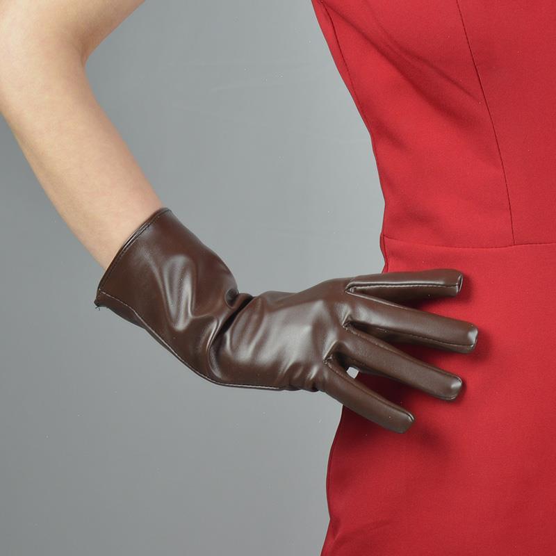 Elegant Matte Finish Long Faux Leather Gloves
