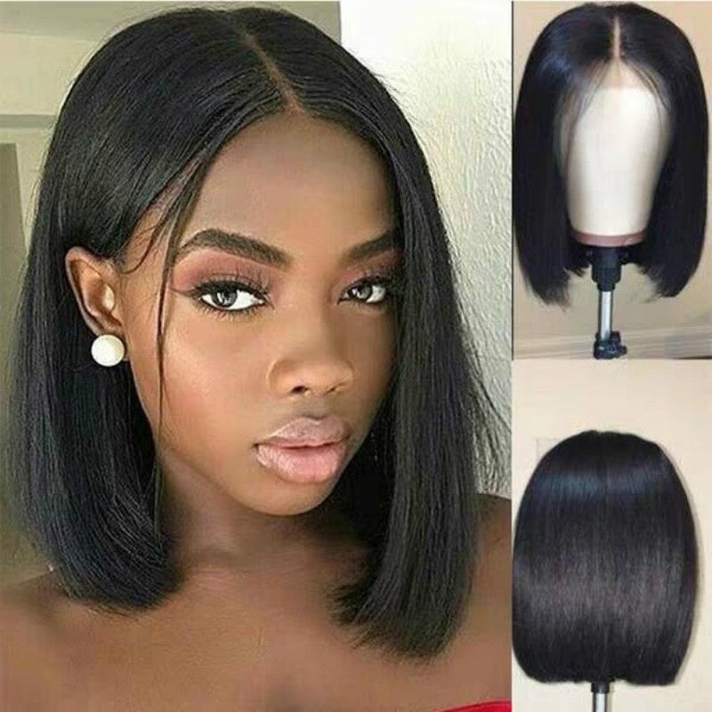 Brazilian Remy Human Hair Bob Wig | Short Straight Black Full Wig for Women