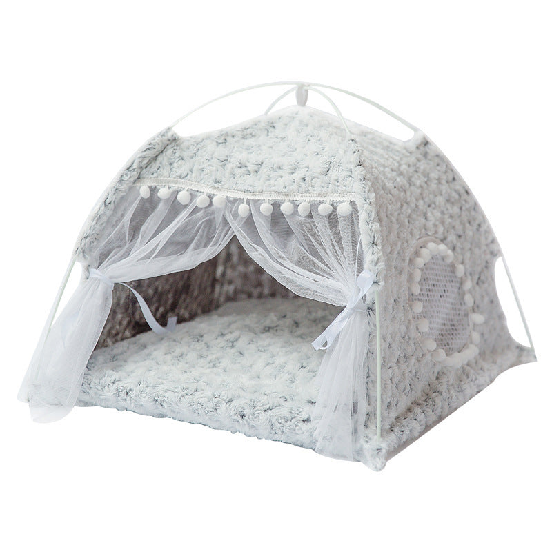 Removable & Washable Semi-Enclosed Pet Bed | Warm Snuggle Cave House