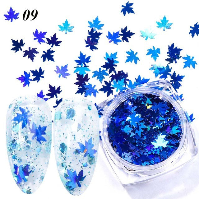 Gradient Maple Leaf Nail Sequins | Autumn/Fall Nail Art Flakes Decoration