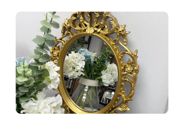 Ornate Oval Retro Mirror | Antique Style Wall Decoration