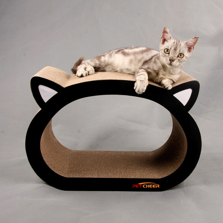 Adorable Cat Head Scratcher | Durable Corrugated Cardboard Pet Toy