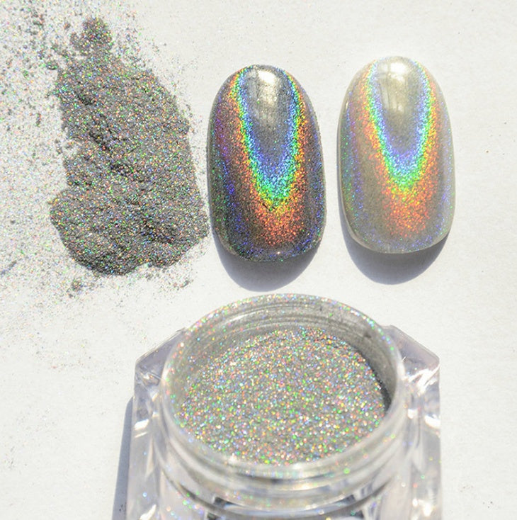 Vibrant Rainbow Chrome Powder | Laser Effect Nail Art Glitter Pigment