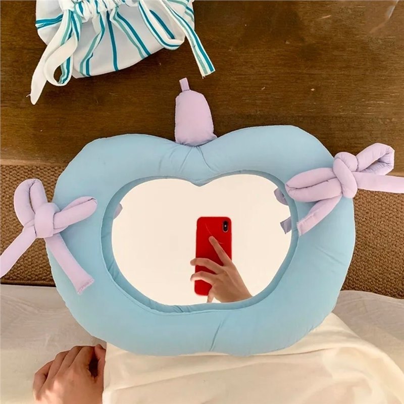 Aesthetic Cotton-Filled Fabric Vanity Mirror | INS Korean Style Wall Decoration